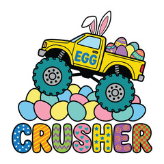 Egg Crusher Easter Monster Truck with Bunny Ears and Eggs © TAPU SHAHA