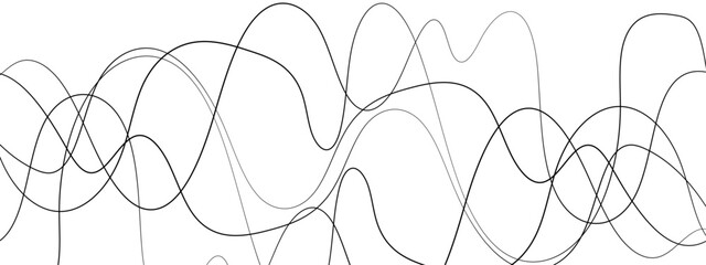 Obraz premium Minimalist Abstract Black and Gray Wavy Line Vector Backgrounds Featuring Smooth Flowing Curves, Overlapping Sine Wave Patterns, and Modern Monochrome Line Art Design. 