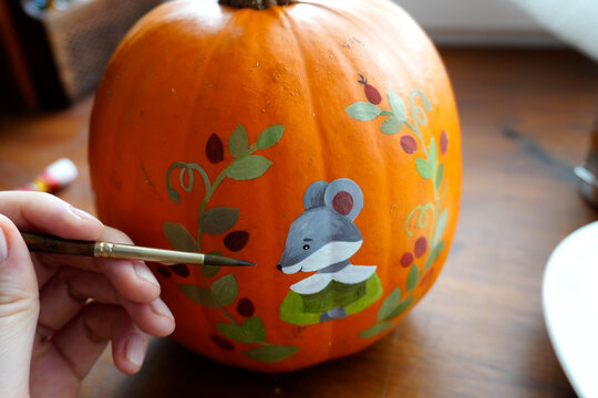 Painting a pumpkin