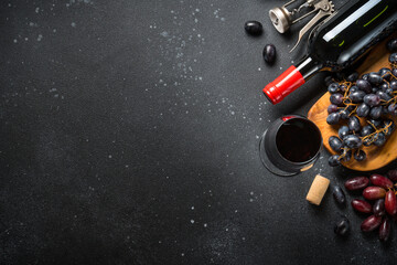 Red Wine at black background.