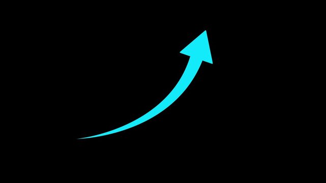 Growing business arrow on black. Profit arow .Business concept, growing chart. Concept of sales symbol icon with arrow moving up. Motion graphics of business arrow concept