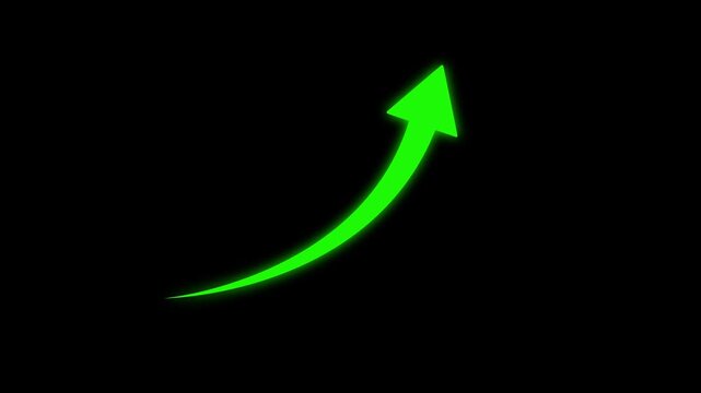 Growing business arrow on black. Profit arow .Business concept, growing chart. Concept of sales symbol icon with arrow moving up. Motion graphics of business arrow concept