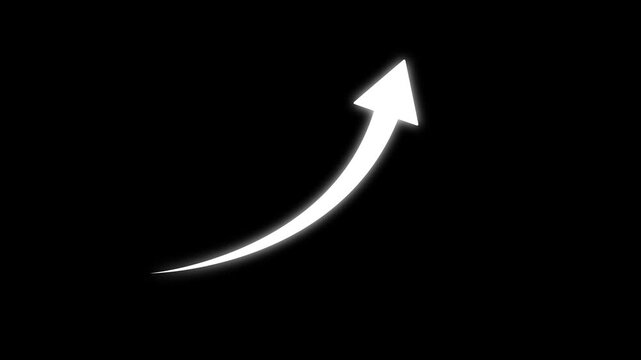 Growing business arrow on black. Profit arow .Business concept, growing chart. Concept of sales symbol icon with arrow moving up. Motion graphics of business arrow concept
