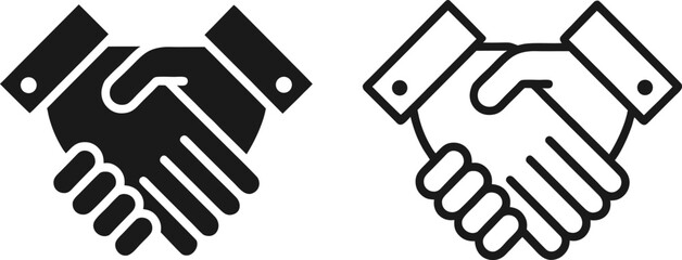 Obraz premium Handshake agreement partnership logos in black and white