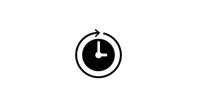 Time Clock History Icon .History icons set. clock wise sign Design Element. arrow, 24-7, countdown, and clock white background .