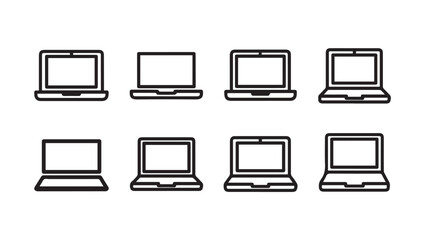 Multiple Laptop Icons Arranged in Rows Simple Outline Design Technology Concept © Nazma Begum