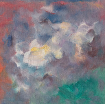 Soft Atmospheric Abstract Oil Painting with Muted Tones