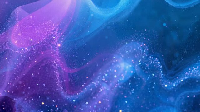 Shifting nebula evolving as animation starts across space showing more dots and bright streaks