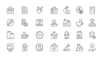 Set of Hand Drawn Icons Representing Services and Objects for Business and Personal Use