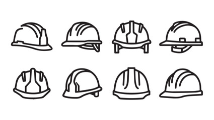 Set of Hard Hats for Construction Workers Safety Helmets Industrial Protection Vector Icons