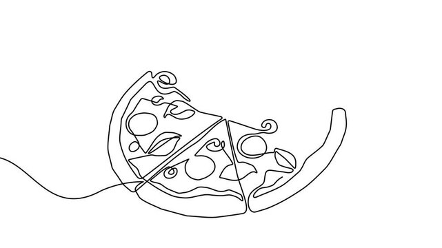 Illustration pizza vector slice icon cheese food hand drawn background sketch. Continuous line pizza set isolated pizzeria outline symbol doodle italy menu eat piece art design logo italian white flat