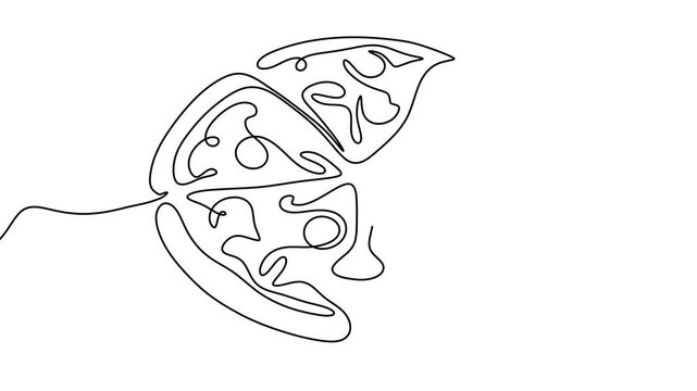 Illustration pizza vector slice icon cheese food hand drawn background sketch. Continuous line pizza set isolated pizzeria outline symbol doodle italy menu eat piece art design logo italian white flat