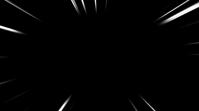 Abstract speed lines motion effect with white streaks on black background dynamic zoom burst visual animation backdrop