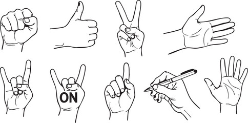 Obraz premium Hand gestures and signs collection hands fingers