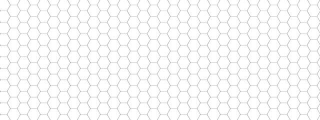 Abstract Black Hexagon Geometric Pattern Seamless Technology Background Vector Illustration Featuring Modern Honeycomb Grid Design on Clean White Background.