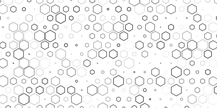 Abstract Black Hexagon Geometric Pattern Seamless Technology Background Vector Illustration Featuring Modern Honeycomb Grid Design on Clean White Background.