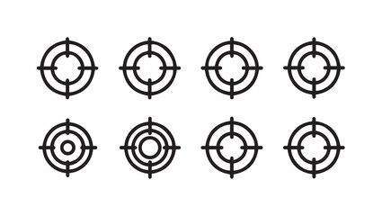 Target Icons Set Aiming Symbols Collection Focus Crosshairs Collection