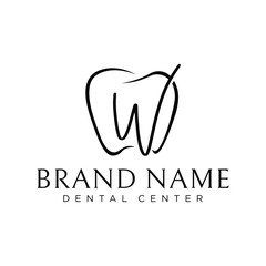 W Dental Logo Design Template Inspiration, Vector Illustration.