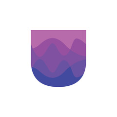 Stylized Letter U Logo Design with Wave Pattern inside for Startup, Technology, Vector Illustration.