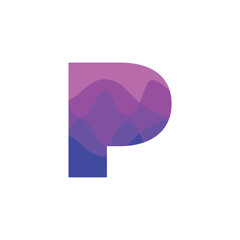 Stylized Letter P Logo Design with Wave Pattern inside for Startup, Technology, Vector Illustration.