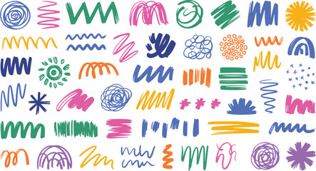 Vibrant collection of hand drawn squiggles and patterns © Universal Icons Lab