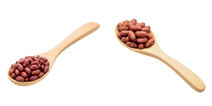 the series oof the wooden spoon with beans isolated on white background PNG file /../