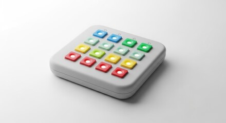 Colorful Electronic Button Pad on White