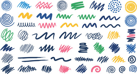 Collection of colorful squiggles and swirls on a white background © Universal Icons Lab