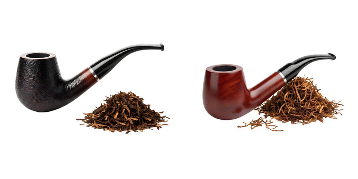 the series of tobacco pipe isolated on white PNG isolated on white background ..''''