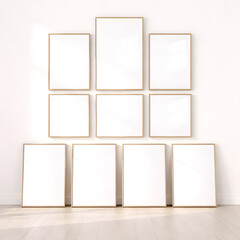 Gallery Wall Frame Mockup Collection | Multiple Frame Layout Interior Scene