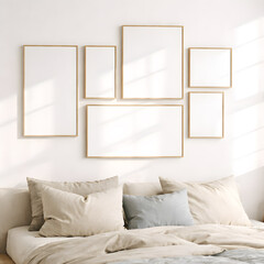 Gallery Wall Frame Mockup Collection | Multiple Frame Layout Interior Scene