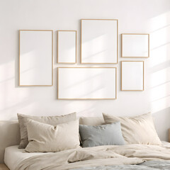 Gallery Wall Frame Mockup Collection | Multiple Frame Layout Interior Scene