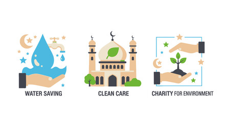 Charity and Conservation Efforts Illustrated through Environmental Icons and Architectural Landmarks