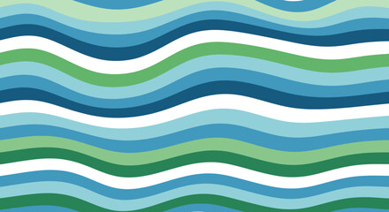 Fototapeta premium Wavy horizontal stripes pattern in shades of blue and green.