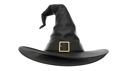 Black Witch Hat with Golden Buckle for Halloween