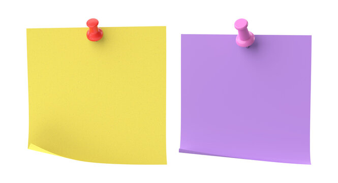 Sticky note reminder. Post it note paper. White, Yellow, Red and Green sheets for notes isolated on background