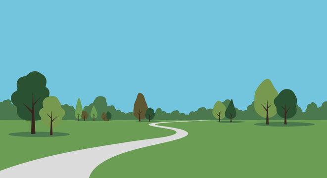 Minimal park pathway landscape with copy space vector