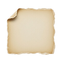 Obraz premium A vintage, crumpled, and slightly torn piece of parchment paper on a white background isolated on transparent background