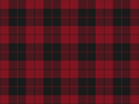 Tartan plaid seamless pattern. Crimson red and dark gray plaid background suitable for casual flannel shirts, outdoor apparel, and streetwear