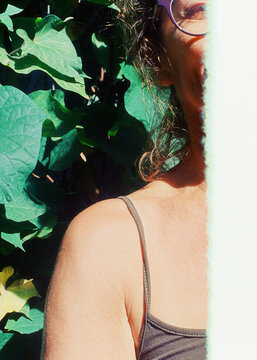 Female shoulder closeup in sunlight 