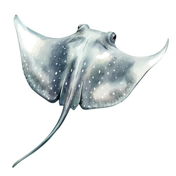 watercolor vector of Stingray, isolated on a white background.