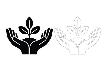 Obraz premium Hands holding a plant sprout, symbolizing growth and care