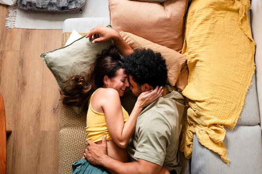 Tender couple embracing new beginnings 