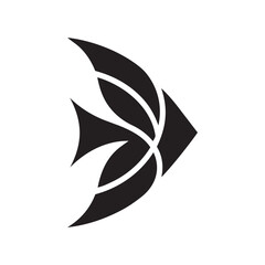 Obraz premium Abstract Fish Silhouette Icon Black and White Marine Animal Vector Illustration