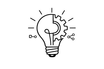 Innovation Concept Light Bulb with Cogwheel &ndash; Thin Line Business Idea Icon