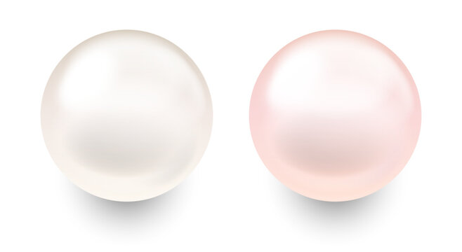 上品な輝きを放つパール（白・ピンク）のベクターセット