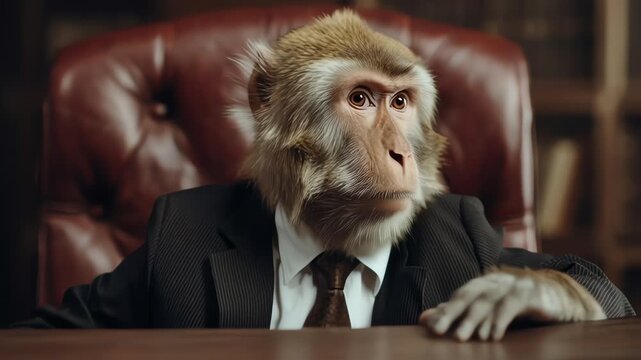 Business Monkey at Desk