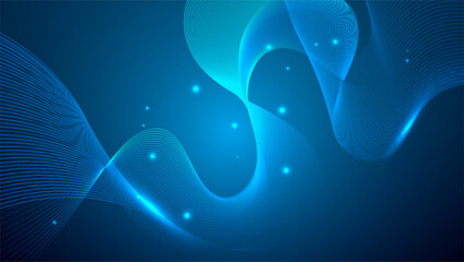 Abstract blue dynamic waves. Modern abstract cover. Glowing curved lines. Graphic concept for your design