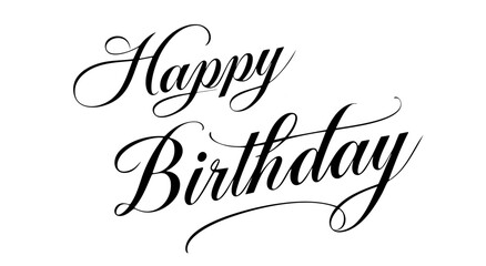 Happy Birthday elegant calligraphy vector with decorative handwritten script typography isolated on light background