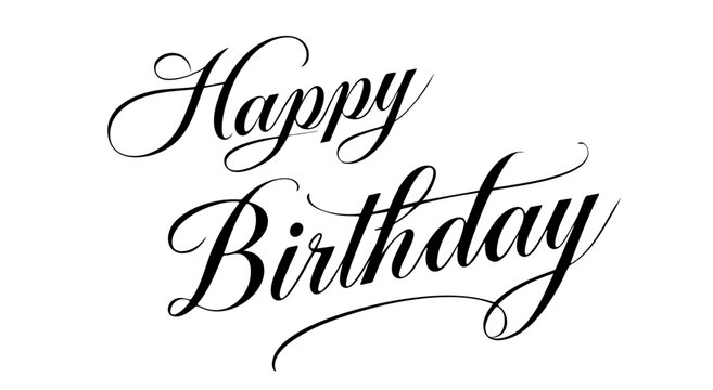 Happy Birthday elegant calligraphy vector with decorative handwritten script typography isolated on light background